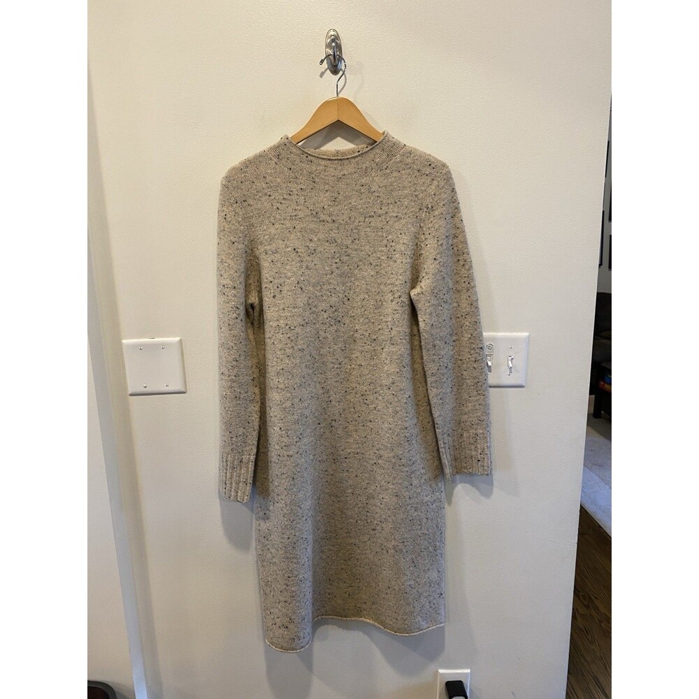 Roolee Rolled Neck Knit Sweater Midi Dress Size Medium Quiet Luxury Neutral